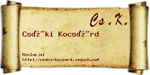 Csáki Kocsárd névjegykártya